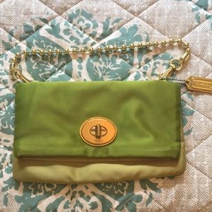 Authentic Coach Amanda Satin Clutch/shoulder purse